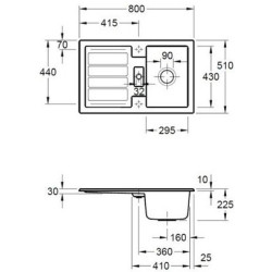 Keramikinė plautuvė Villeroy&Boch Flavia 45, balta, 1 skylės