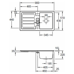 Keramikinė plautuvė Villeroy&Boch Flavia 50, balta, 1 skylės