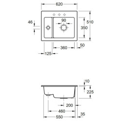 Keramikinė plautuvė Villeroy&Boch Subway 60 XM, 2 skylės