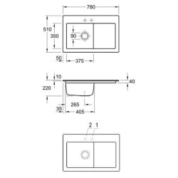 Keramikinė plautuvė Villeroy&Boch Subway 45, balta, 2 skylės