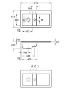 Keramikinė plautuvė Villeroy&Boch Subway 50, balta, 2 skylės