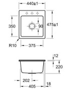 Keramikinė plautuvė Villeroy&Boch Subway 45XS, juoda, 2 skylės