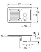 Keramikinė plautuvė Villeroy&Boch Condor 45, balta, 2 skylės