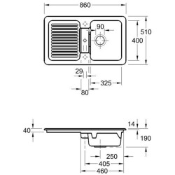 Keramikinė plautuvė Villeroy&Boch Condor 50, balta