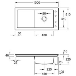 Keramikinė plautuvė Villeroy&Boch Timeline 60, balta