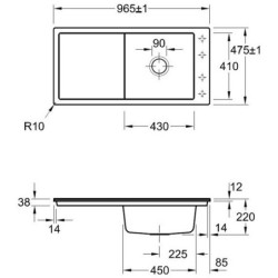Keramikinė plautuvė Villeroy&Boch Timeline 60, juoda