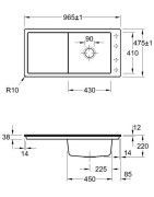 Keramikinė plautuvė Villeroy&Boch Timeline 60, juoda, 2 skylės