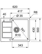 Tectonite plautuvė Franke Sirius SID 611-62, pilkos spalvos