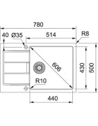 Tectonite plautuvė Franke Sirius SID 611-78/50, baltos spalvos