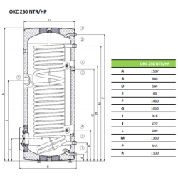 Netiesioginio šildymo vandens šildytuvas Dražice OKC 250 NTR/HP