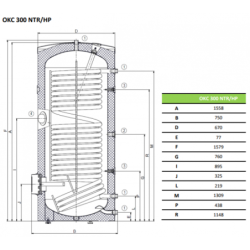 Netiesioginio šildymo vandens šildytuvas Dražice OKC 300 NTR/HP