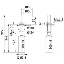 Dozatorius Franke Active Plus, matinės juodos spalvos, 300ml