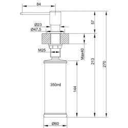 Dozatorius Franke Sirius, chromo/baltos spalvos, 350ml