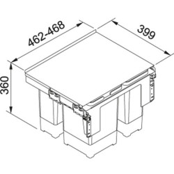 Šiukšliadėžė Franke Sorter Garbo 50-3, 1x8l + 2x12l