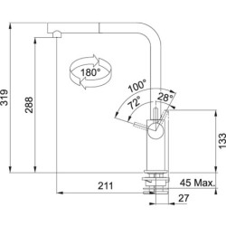 Plautuvės maišytuvas Franke Argos, su ištraukiama žarna