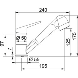 Plautuvės maišytuvas Franke Novara Plus, su ištraukiama žarna