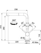 Plautuvės maišytuvas Franke Active Plus, su ištraukiama žarna