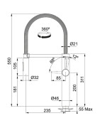 Plautuvės maišytuvas Franke Pescara Semi-Pro XL, lanksčiu snapu