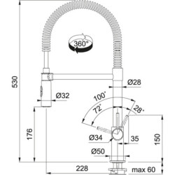 Plautuvės maišytuvas Franke Flexus Semi-Pro S-Jet, chromuotas