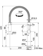 Plautuvės maišytuvas Franke Pescara Semi-Pro L, lanksčiu snapu