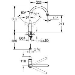 Plautuvės maišytuvas Grohe BauEdge, chromas