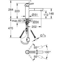 Plautuvės maišytuvas Grohe Concetto, plienas, ištraukiama žarna