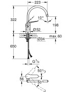 Plautuvės maišytuvas Grohe Euroeco, aukšta svirtimi, chromas