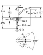 Plautuvės maišytuvas Grohe Eurosmart, plieno spalvos