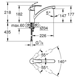 Plautuvės maišytuvas Grohe Eurosmart, plieno spalvos