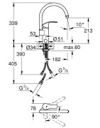 Plautuvės maišytuvas Grohe Eurosmart, su uždarymo vožtuvu