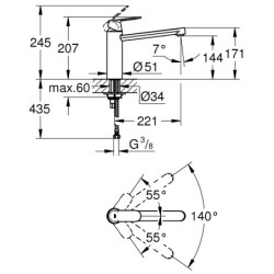 Plautuvės maišytuvas Grohe Eurosmart Cosmopolitan, chromas