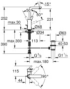 Praustuvo maišytuvas Grohe Lineare L, su dugno vožtuvu
