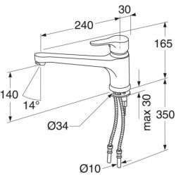 Plautuvės maišytuvas Gustavsberg Nautic, žemu snapu, chromuotas