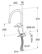 Plautuvės maišytuvas Gustavsberg Nautic, su ventiliu indaplovei