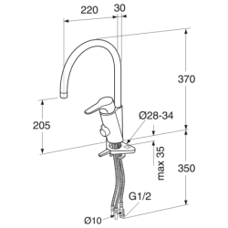 Plautuvės maišytuvas Gustavsberg Nautic, su ventiliu indaplovei