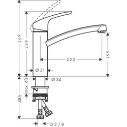 Plautuvės maišytuvas Hansgrohe Focus M41, plieno spalvos