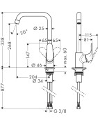 Plautuvės maišytuvas Hansgrohe Focus M41, aukštas, chromas