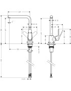 Plautuvės maišytuvas Hansgrohe Focus M41, pasukamu snapu