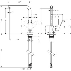 Plautuvės maišytuvas Hansgrohe Focus M41, pasukamu snapu