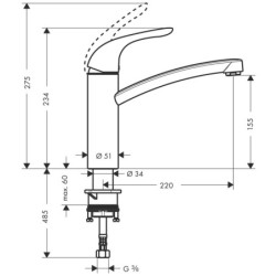 Plautuvės maišytuvas Hansgrohe Focus M41 E, chromas