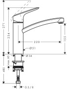 Plautuvės maišytuvas Hansgrohe Logis M31 160, chromas