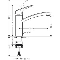 Plautuvės maišytuvas Hansgrohe Logis M31 160, chromas