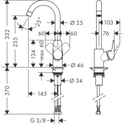 Plautuvės maišytuvas Hansgrohe Logis M31 260, chromas