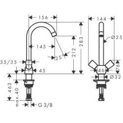 Plautuvės maišytuvas Hansgrohe Logis M31 220, 2 rankenėlėmis