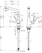 Plautuvės maišytuvas Hansgrohe Metris M71 320, chromas