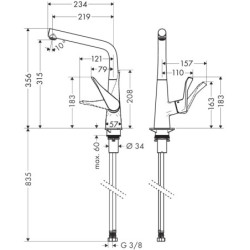 Plautuvės maišytuvas Hansgrohe Metris M71 320, plienas