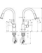 Plautuvės maišytuvas Hansgrohe Talis S2 M52, ištraukiama žarna