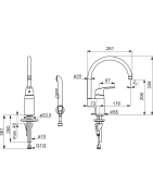 Praustuvo maišytuvas Oras Safira 1033, su rankiniu dušeliu