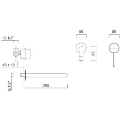 Praustuvo maišytuvas Giulini Futuro 6520-25, sieninis, juodas