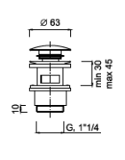 Praustuvo maišytuvo ventilis Giulini 5102L, juodas, 1 1/4"